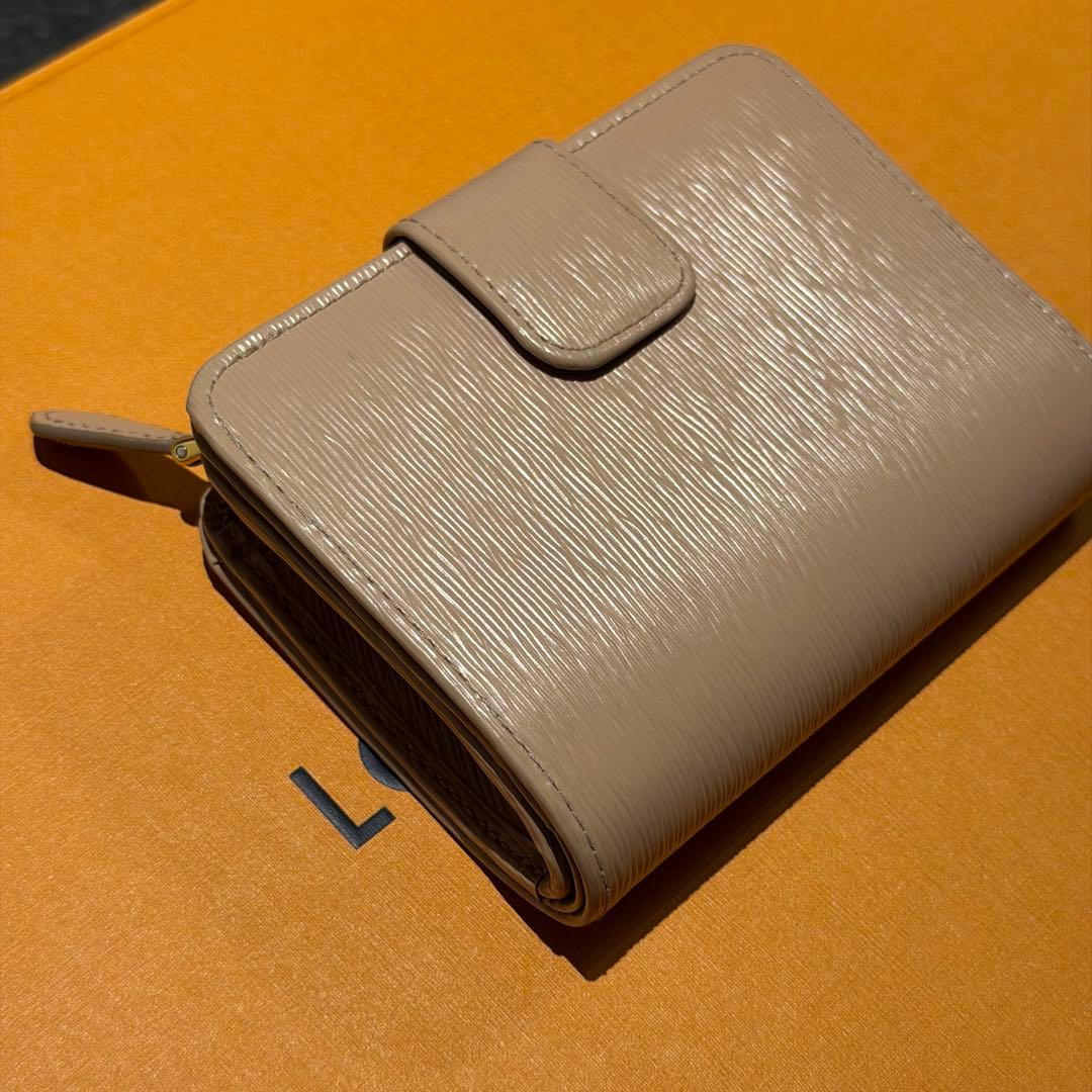 【正規品】PRADA プラダ 2つ折り 財布 ウォレット ピンクベージュ レザー