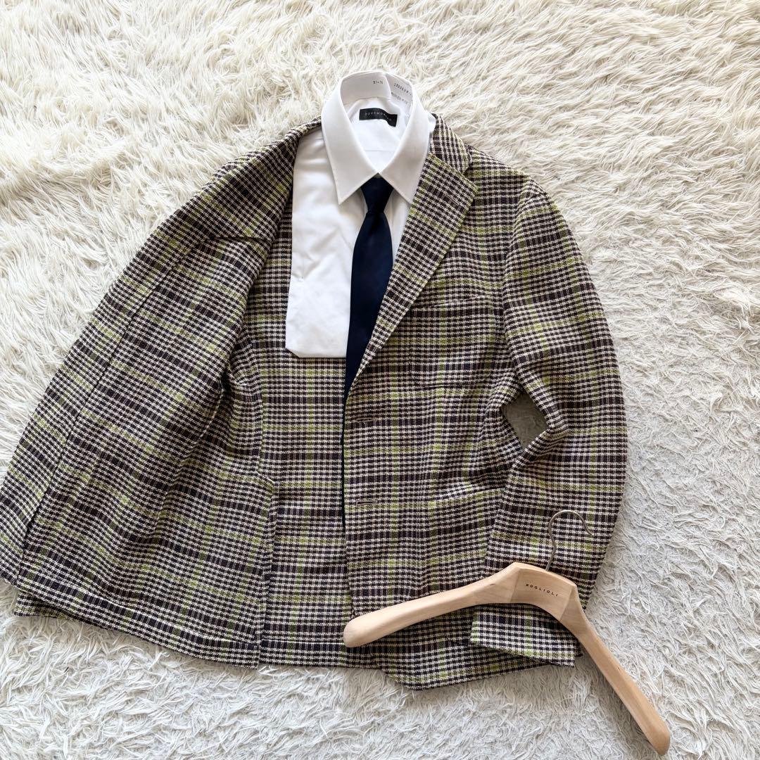<極美品>BOGLIOLI 新ロゴ K.TRAVEL チェックジャケット 48