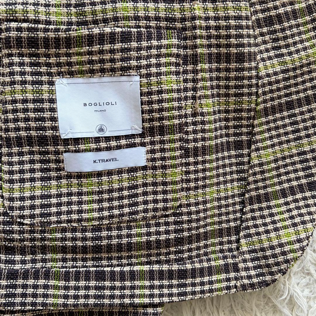 <極美品>BOGLIOLI 新ロゴ K.TRAVEL チェックジャケット 48
