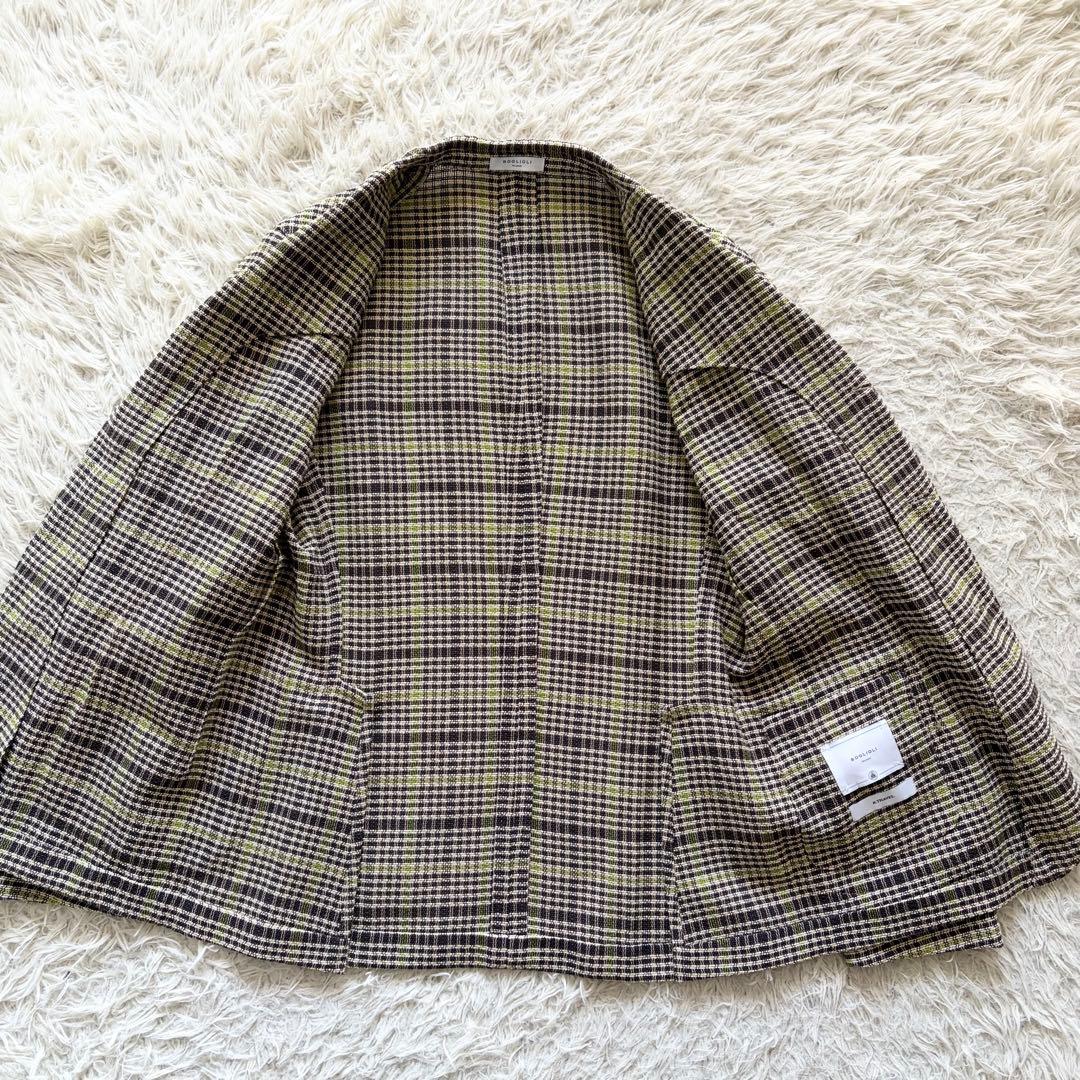 <極美品>BOGLIOLI 新ロゴ K.TRAVEL チェックジャケット 48