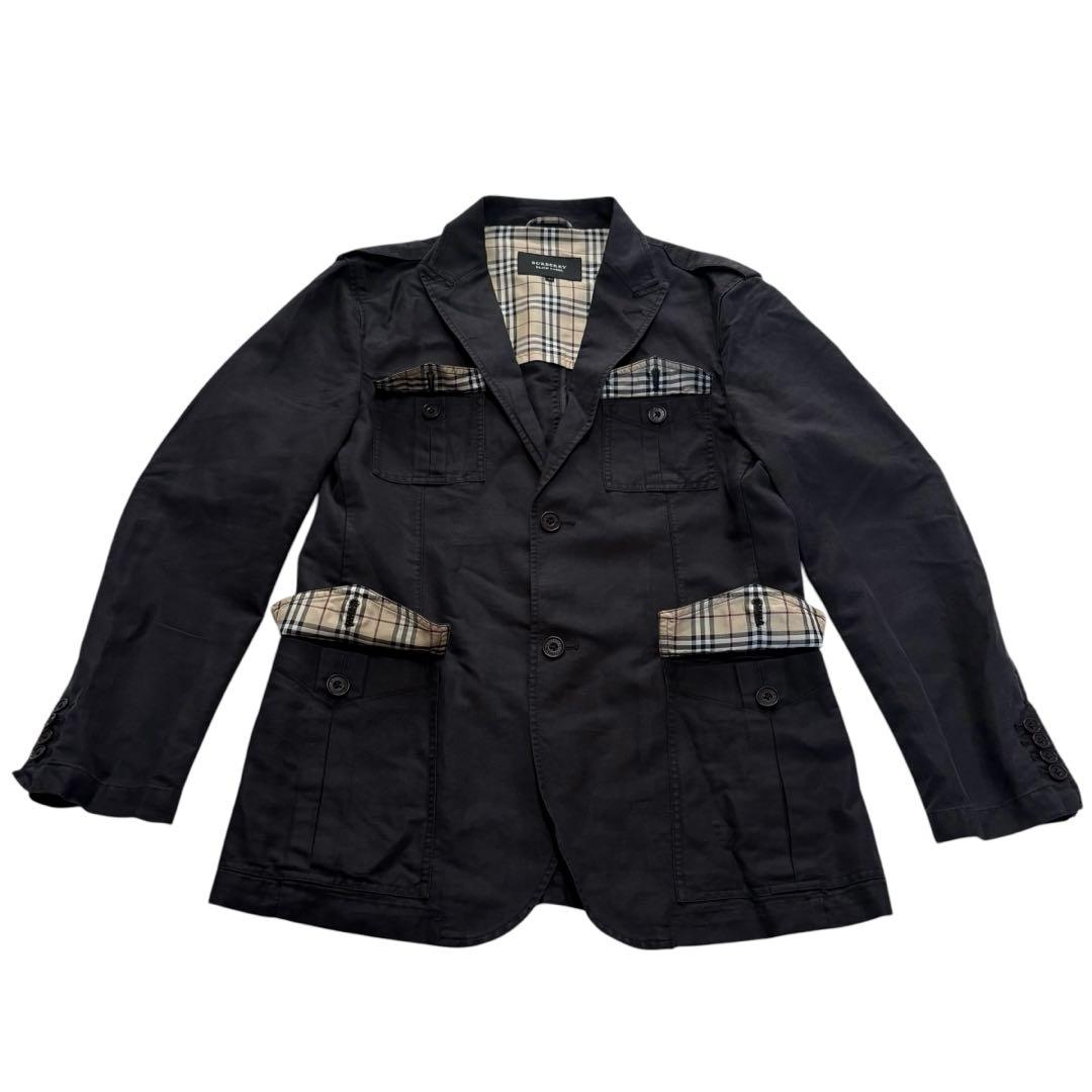 美品 Burberry Black Label 麻混 テーラードジャケット L