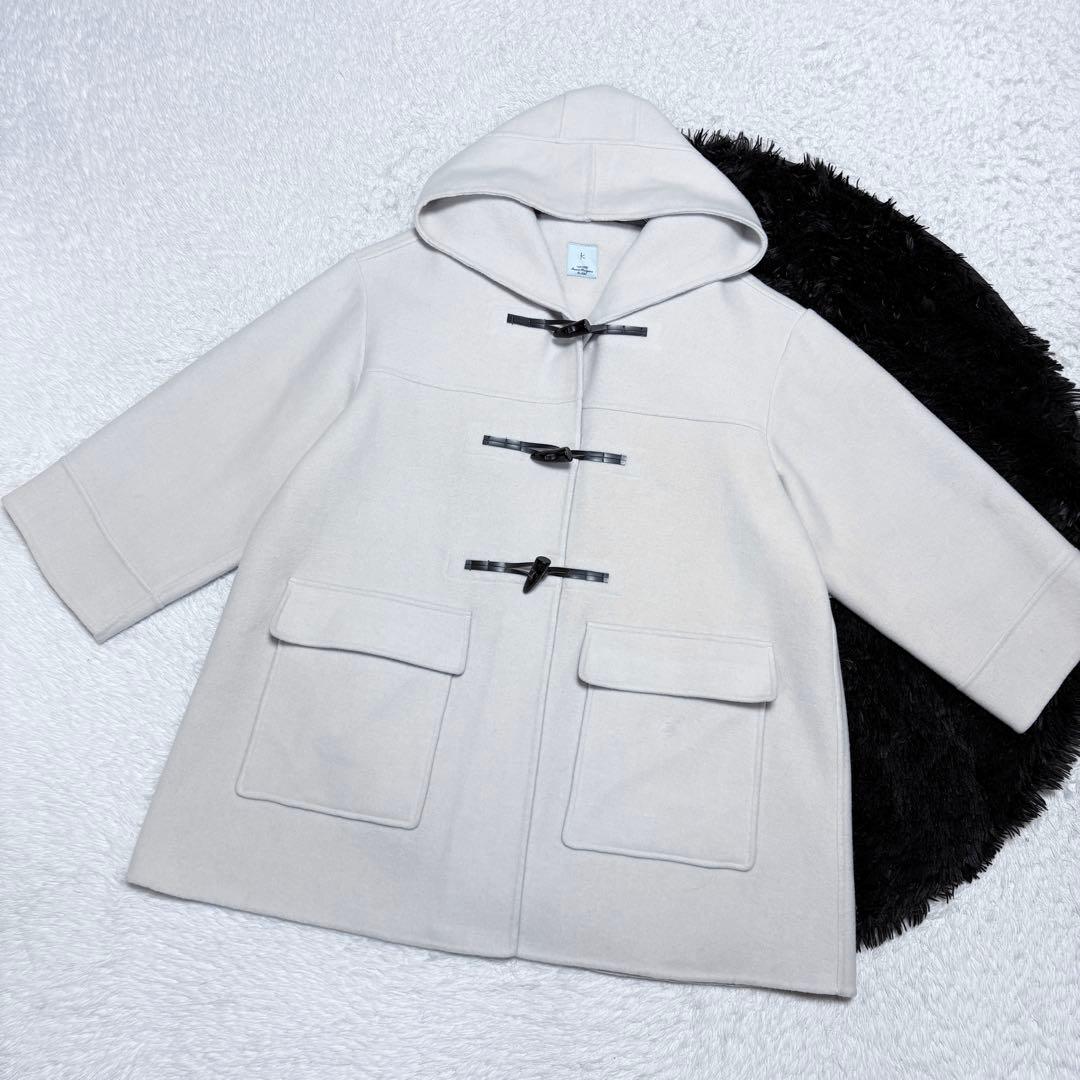 組曲 大きいサイズ カシミヤ ウール ダッフル リバーコート 上品 オフィス