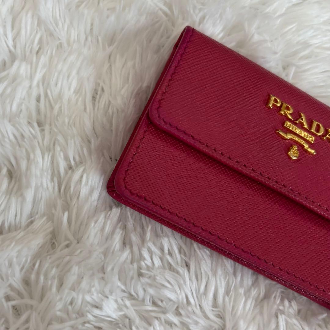 極美品　PRADA プラダ1M0881 サフィアーノレザー　名刺入れ　ピンク