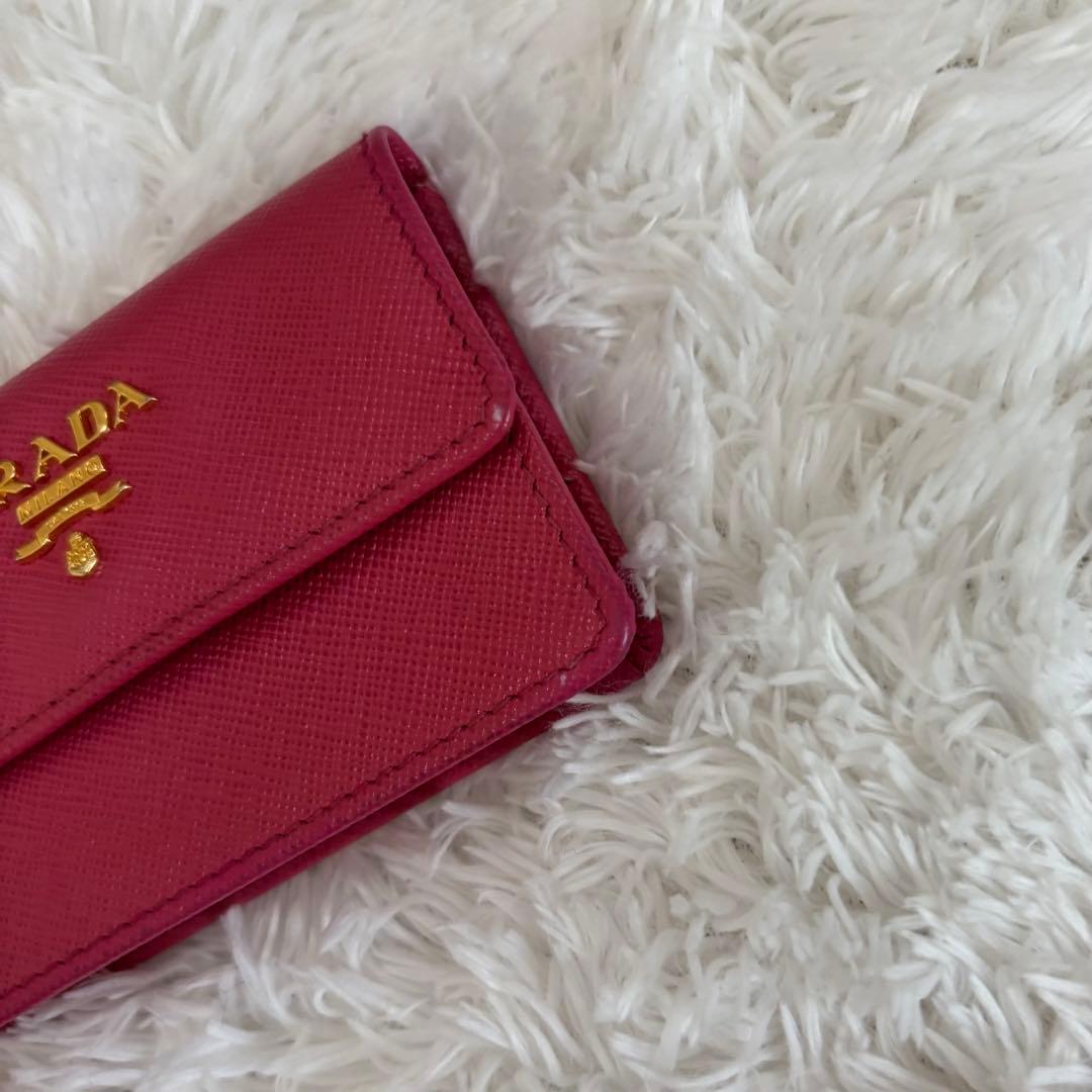 極美品　PRADA プラダ1M0881 サフィアーノレザー　名刺入れ　ピンク