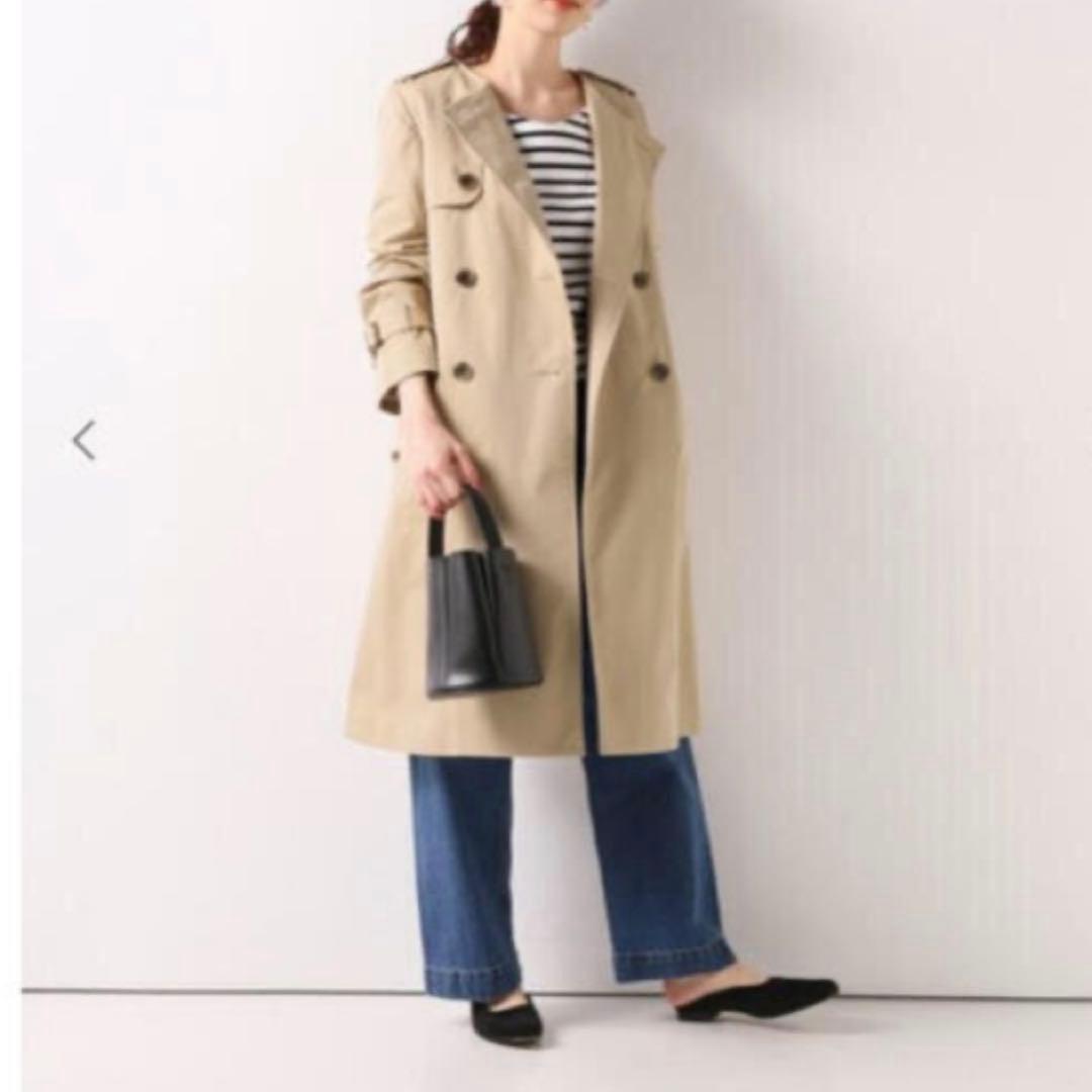美品✨️スローブイエナ ノーカラー トレンチコート ベルト付 40　L