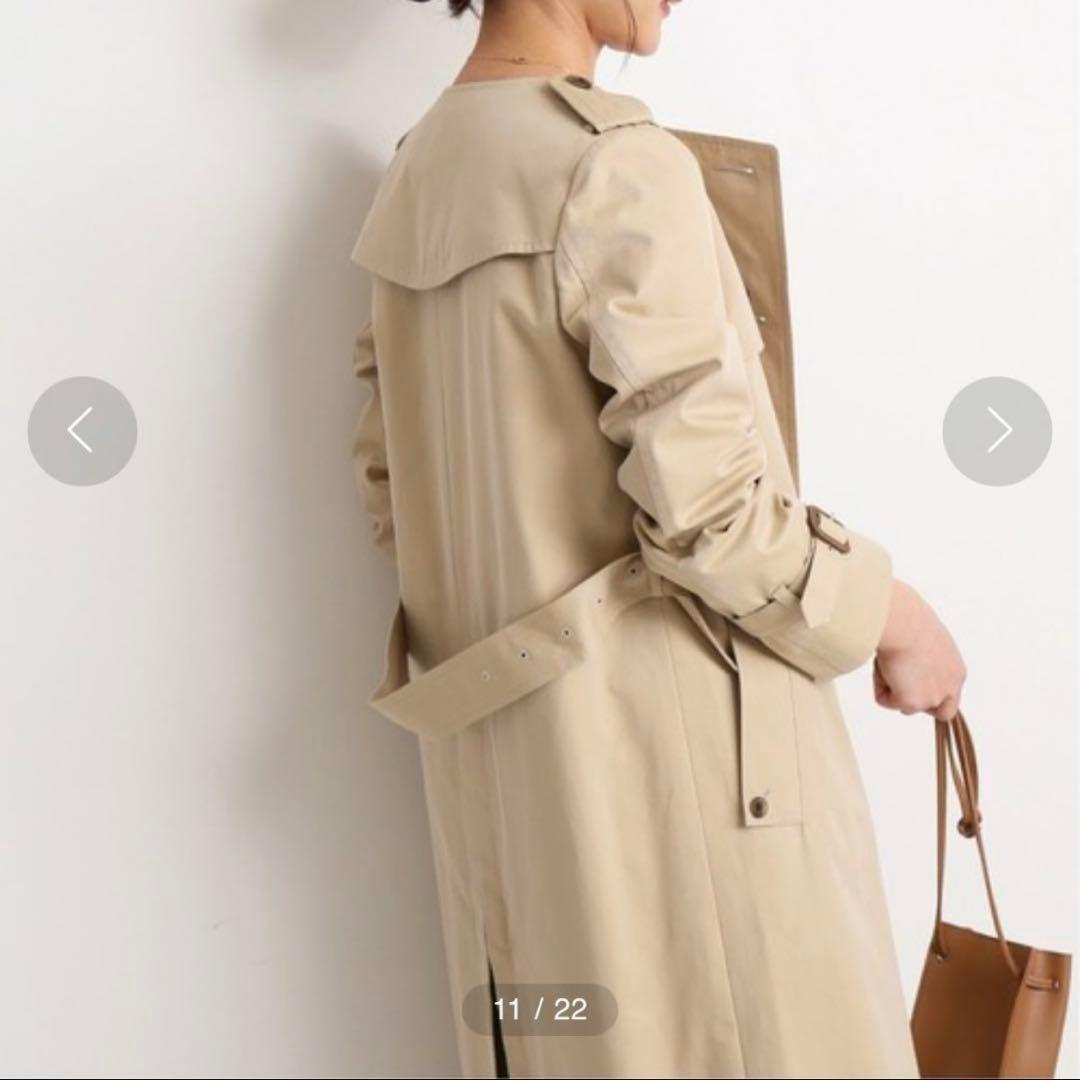 美品✨️スローブイエナ ノーカラー トレンチコート ベルト付 40　L