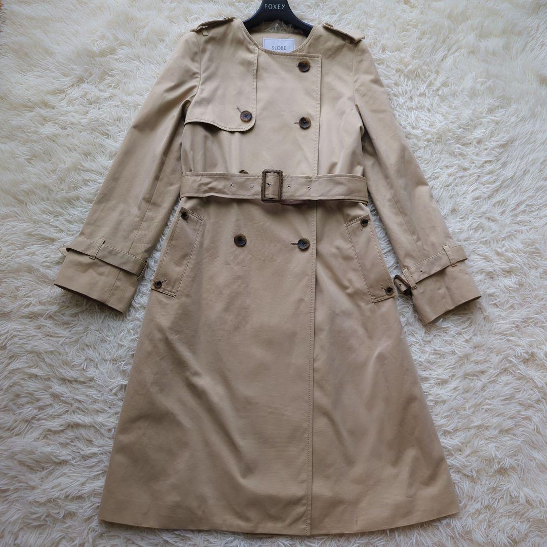 美品✨️スローブイエナ ノーカラー トレンチコート ベルト付 40　L