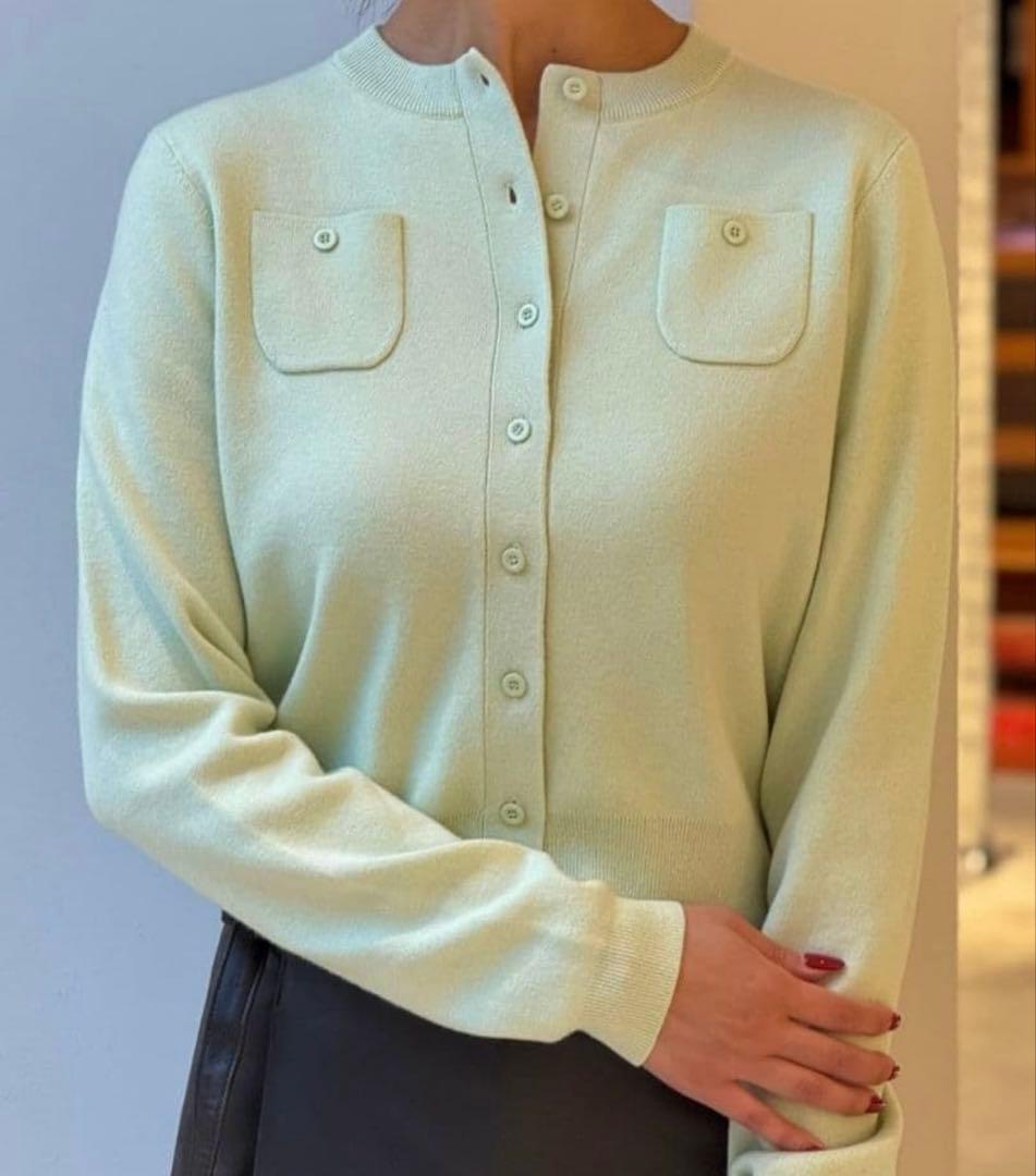 未使用品CABaN コットンカシミヤ クルーネックカーディガン S