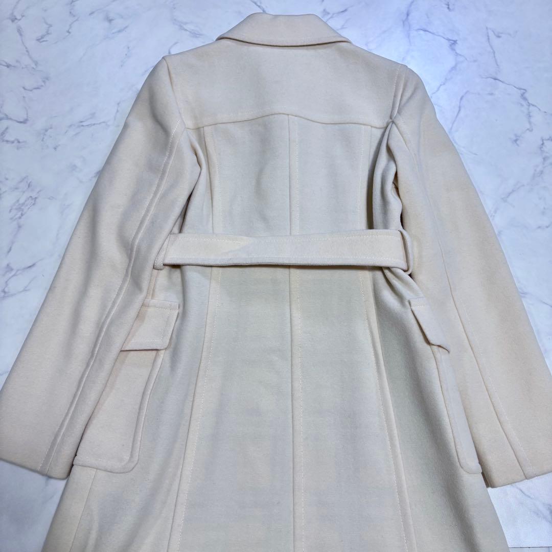 美品 バーバリー ブルーレーベル ロングコート アンゴラ ノバチェック 白 M