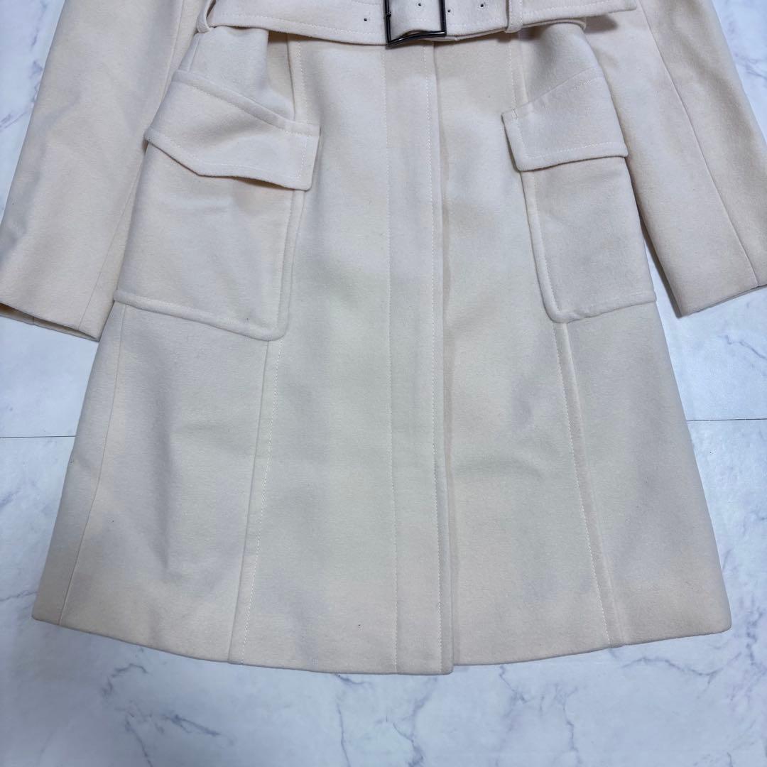 美品 バーバリー ブルーレーベル ロングコート アンゴラ ノバチェック 白 M