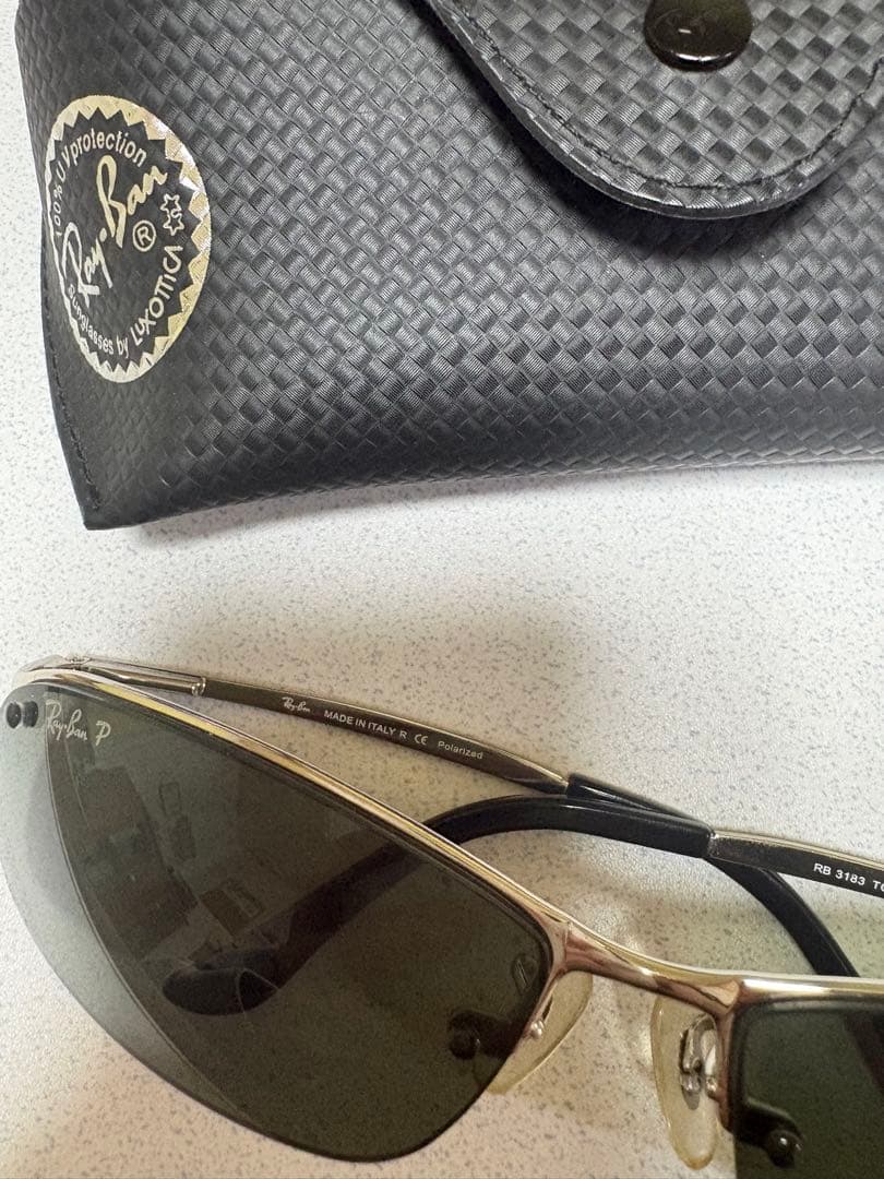 RayBan 偏光サングラス RB3183 TOP BAR メンズ ケース付き