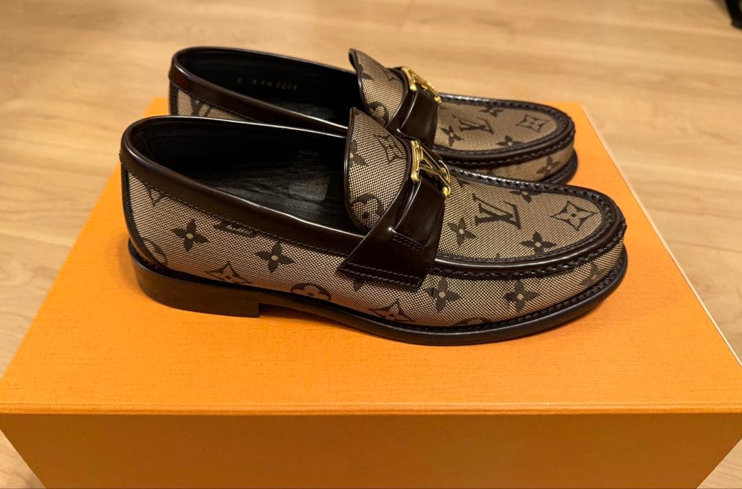 【美品】Louis Vuitton メンズ モノグラム 靴 ベージュ正規品