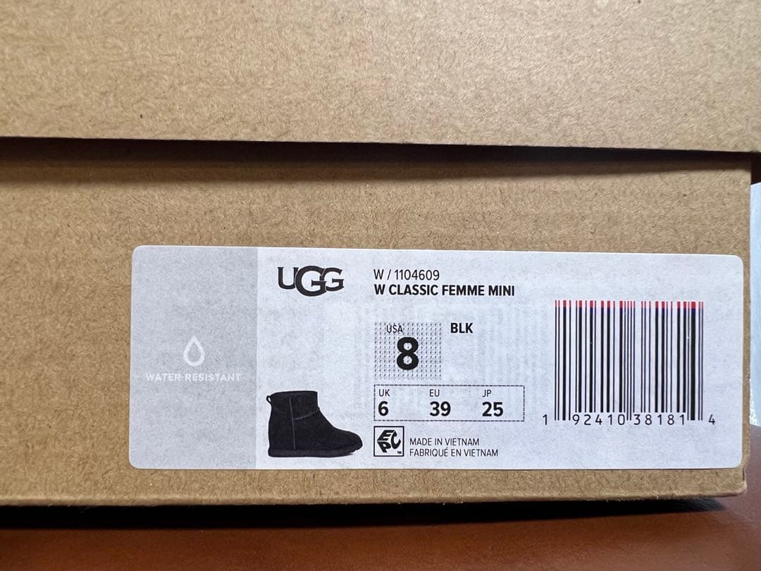UGG ブラック ムートンブーツ8 Wclassic FEMME MINI