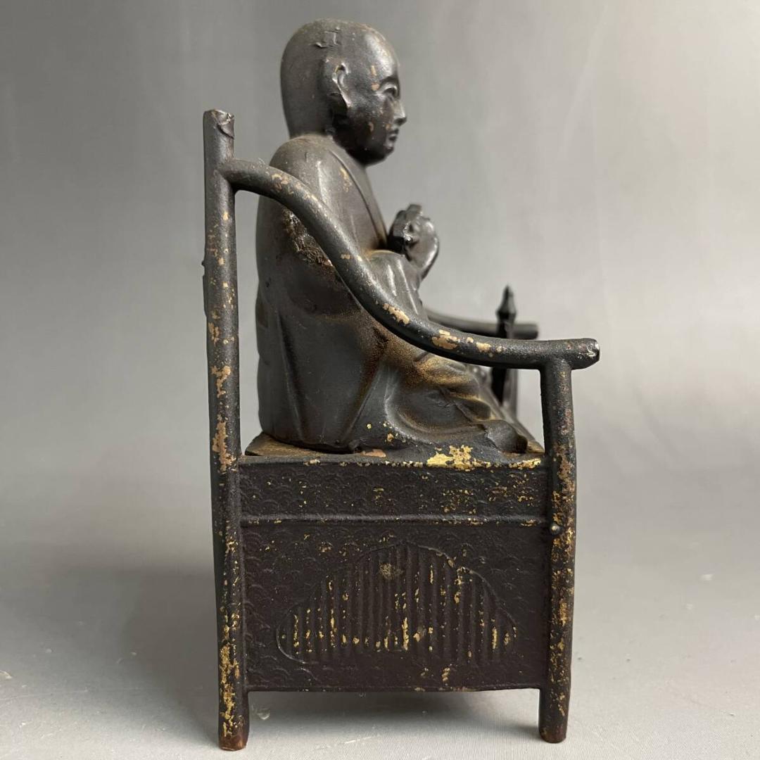 【仏教美術】時代物 弘法大師像 高さ約10cm 空海 古銅 真鍮 仏像