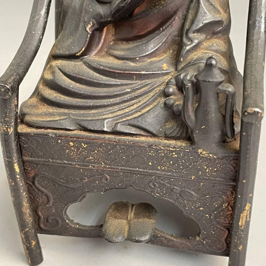 【仏教美術】時代物 弘法大師像 高さ約10cm 空海 古銅 真鍮 仏像