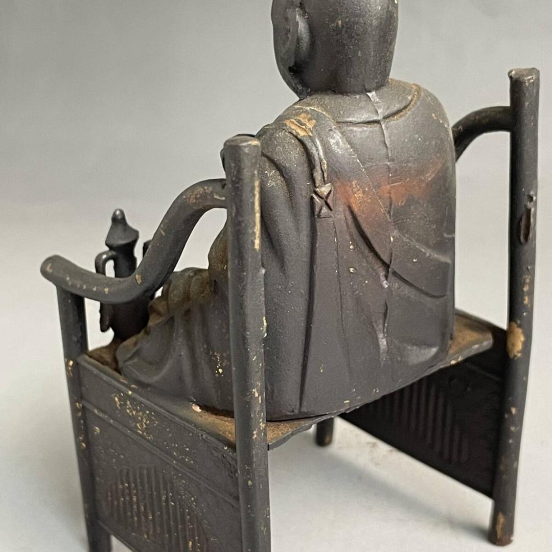 【仏教美術】時代物 弘法大師像 高さ約10cm 空海 古銅 真鍮 仏像