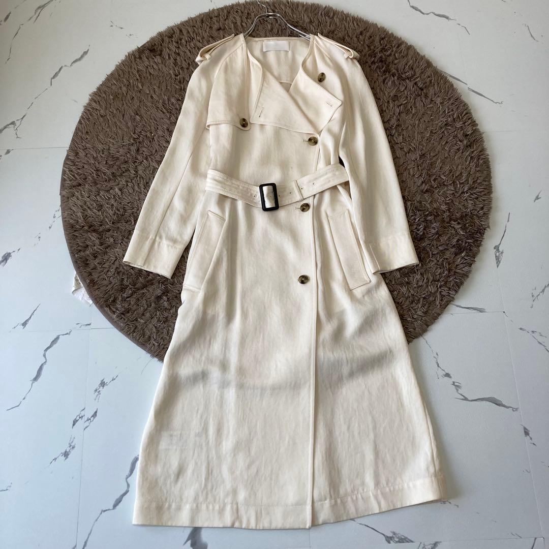 HUGO BOSS✨トレンチコート マキシ丈　ベルト付 アイボリー 38 M