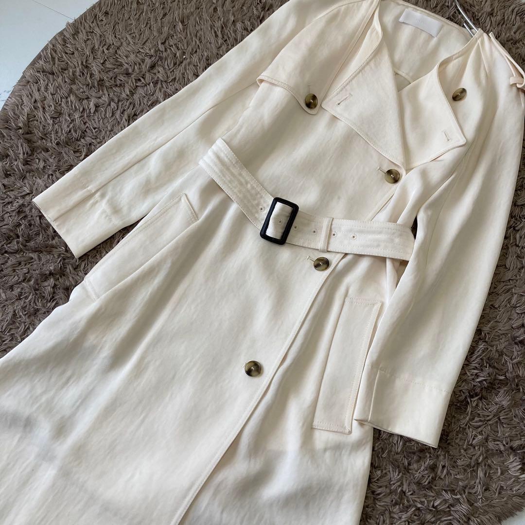 HUGO BOSS✨トレンチコート マキシ丈　ベルト付 アイボリー 38 M