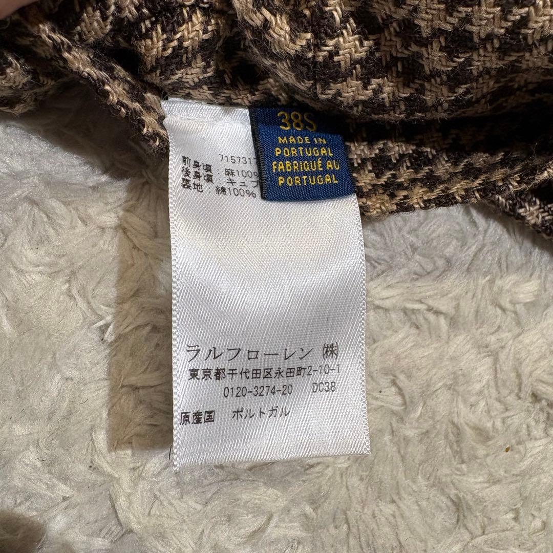 POLO RALPH LAUREN 千鳥柄 リネン100%ブラウン ベスト ジレ