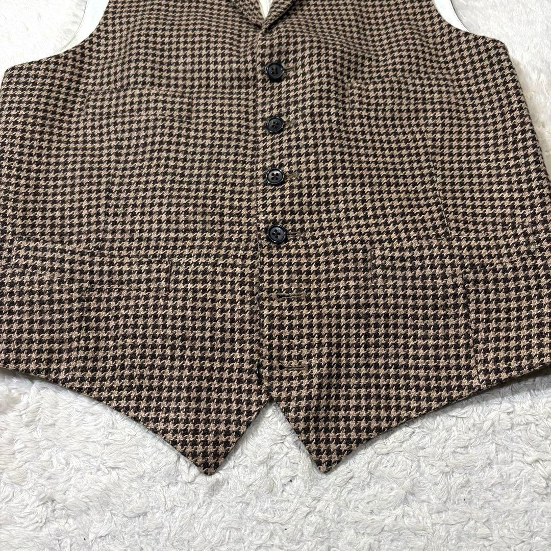 POLO RALPH LAUREN 千鳥柄 リネン100%ブラウン ベスト ジレ