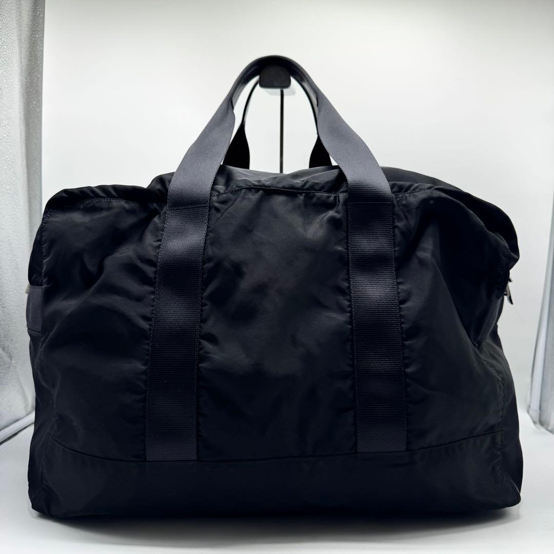 【美品✨】プラダ　ボストンバッグ　肩掛け　三角プレート　テスートナイロン　黒