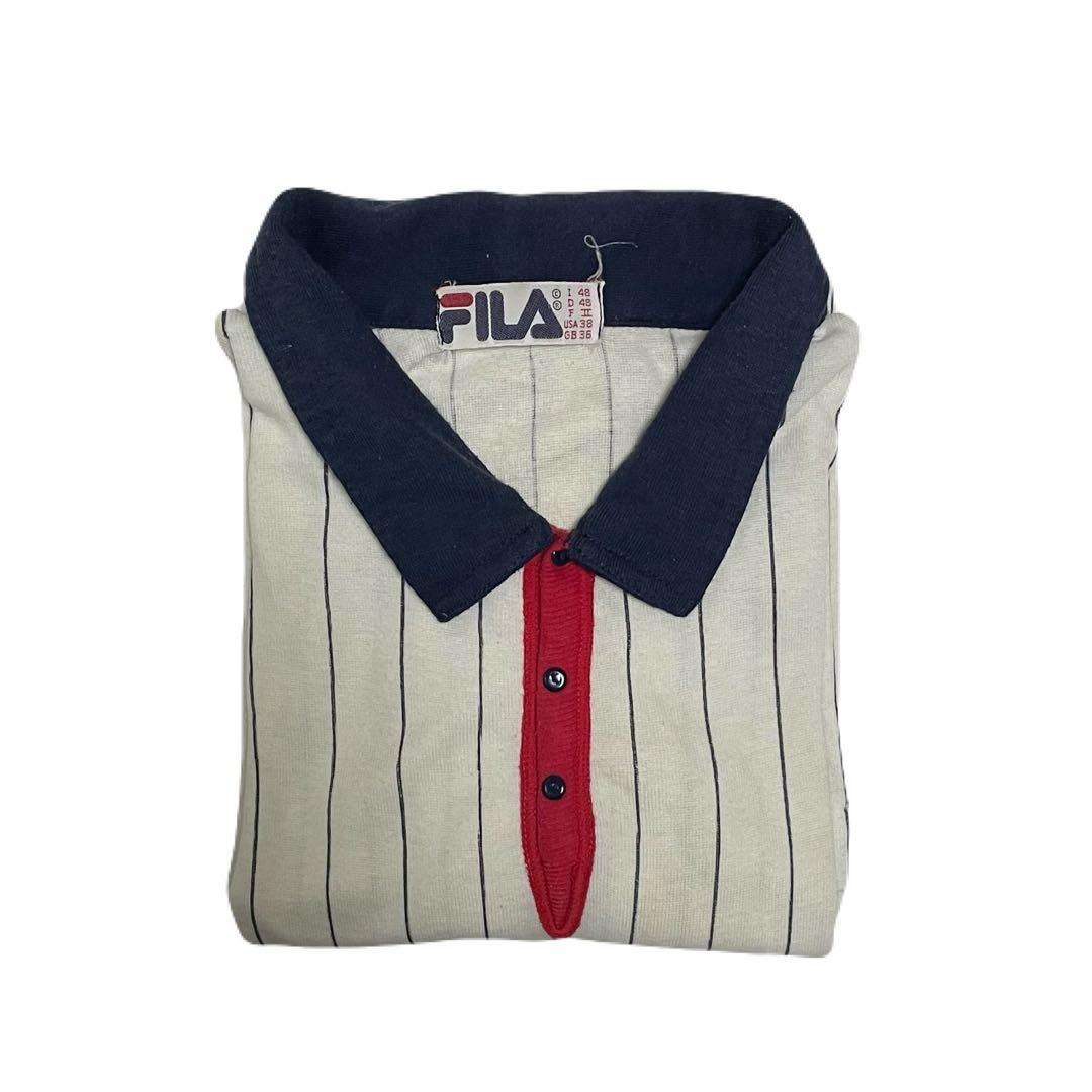 希少 70s FILA ストライプポロシャツ フィラ イタリア製