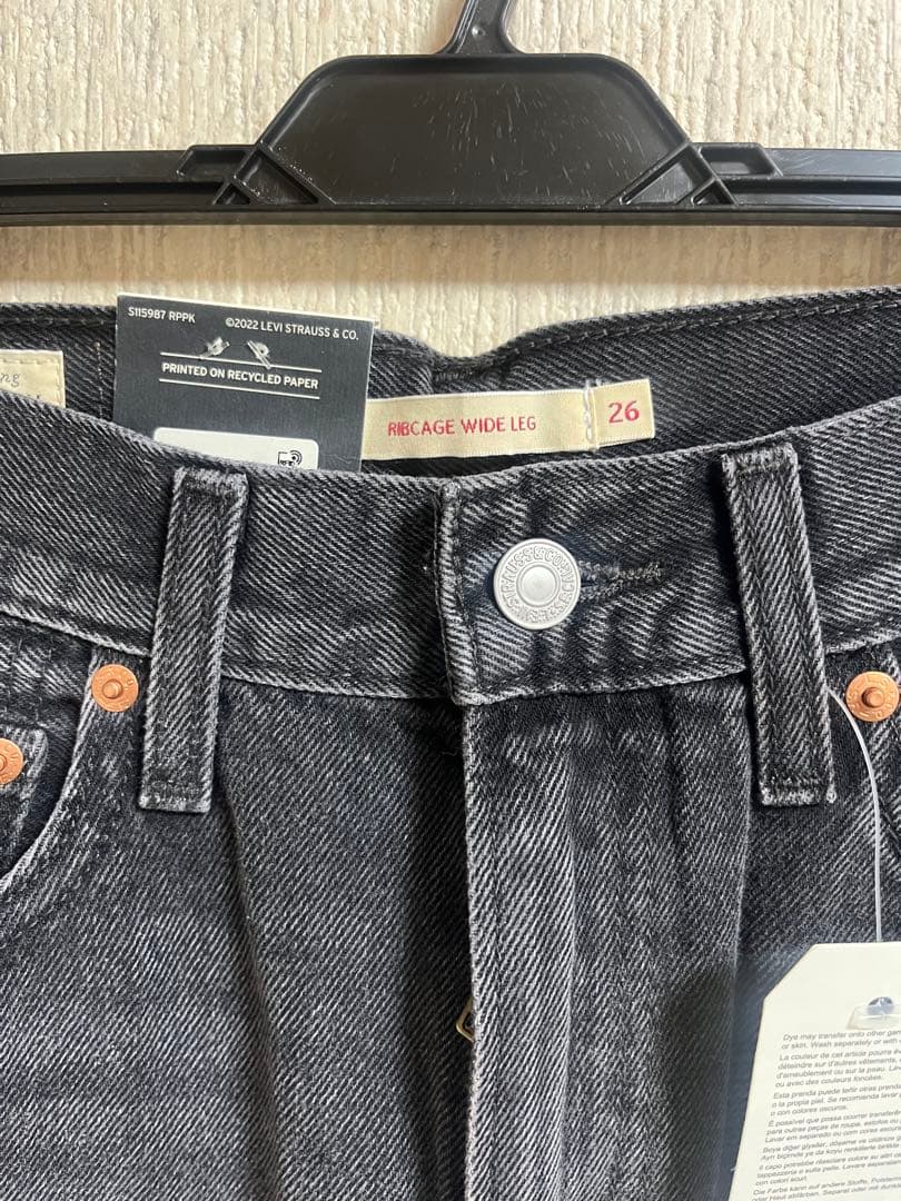 【新品】Levi's RIBCAGE WIDE LEG ブラック 26