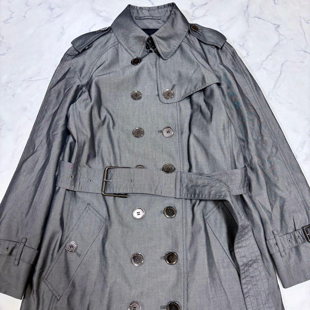 美品BURBERRY LONDONダブル トレンチコート ベルト グレー M相当