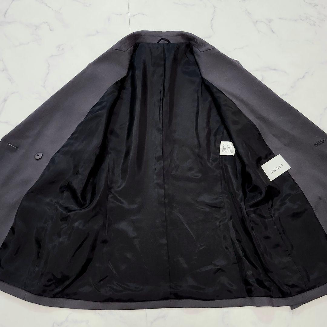 美品☆アナイ　ウールツイルストレッチダブルジャケット　金ボタン　38