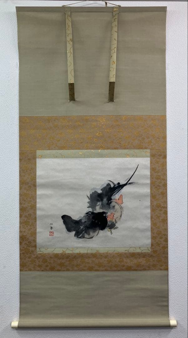 竹内栖鳳【六人部輝峰／箱】紙本　掛軸