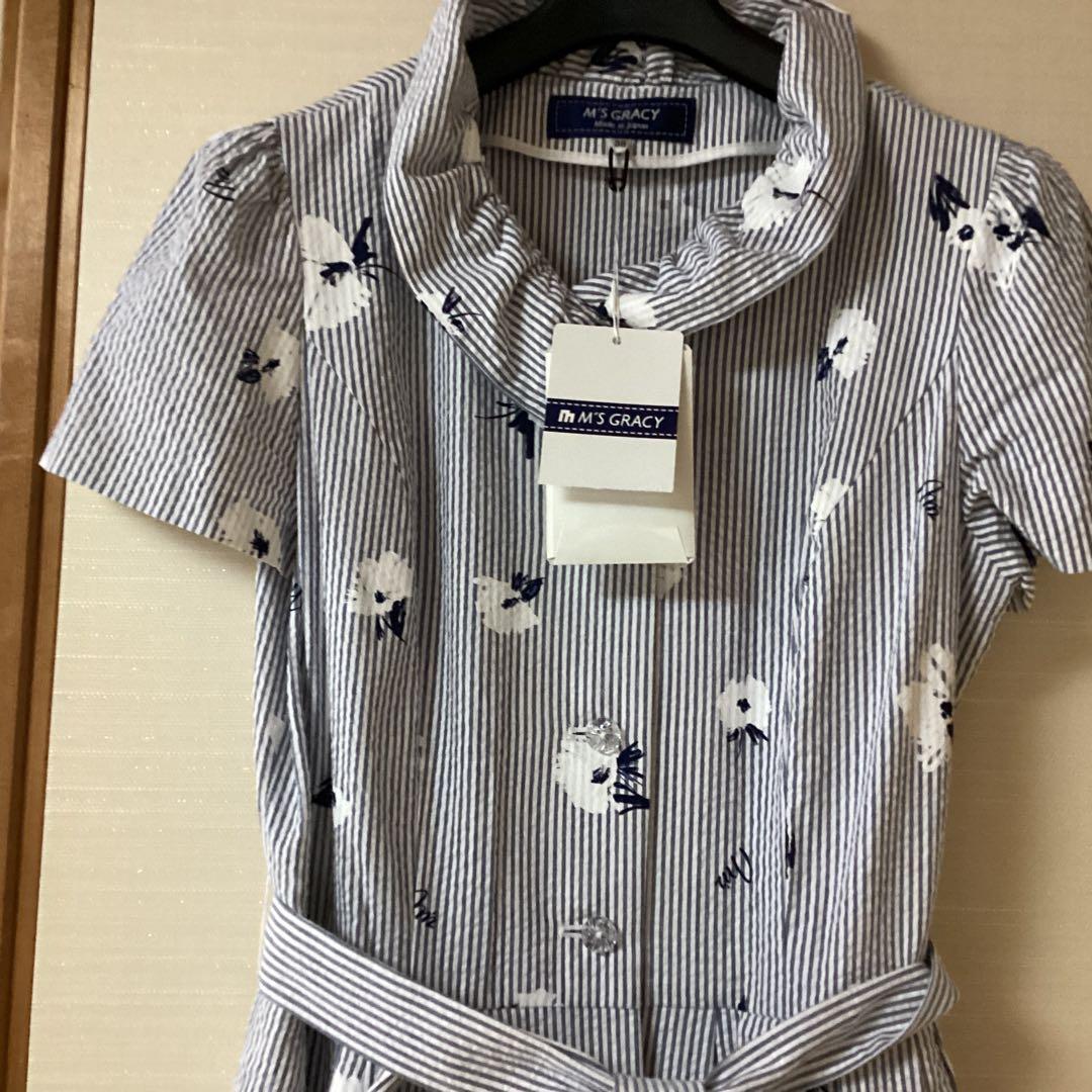 M's Gracy ストライプ花柄半袖ワンピース　新品