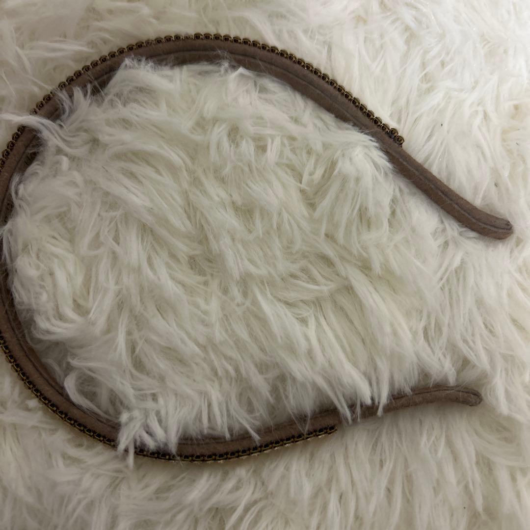 【美品】アッカ カチューシャ ブラウン3連 ラインストーン
