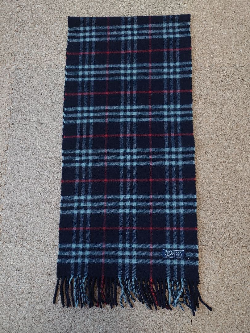 BURBERRY/バーバリー カシミヤチェックマフラーネイビー