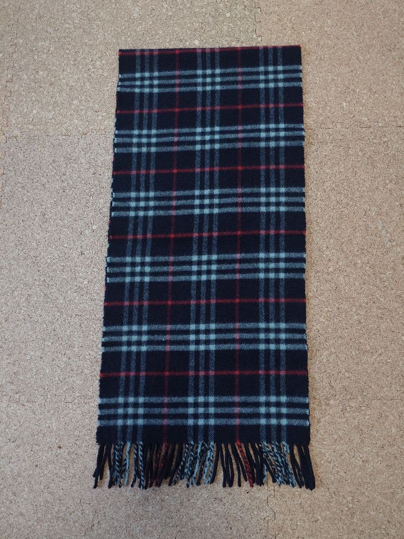 BURBERRY/バーバリー カシミヤチェックマフラーネイビー