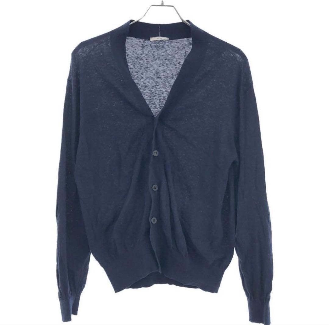 23SS 短丈 ATON コットン カーディガン cardigan ネイビー