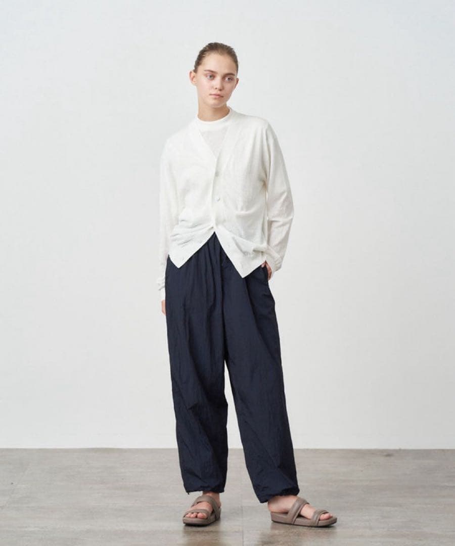23SS 短丈 ATON コットン カーディガン cardigan ネイビー