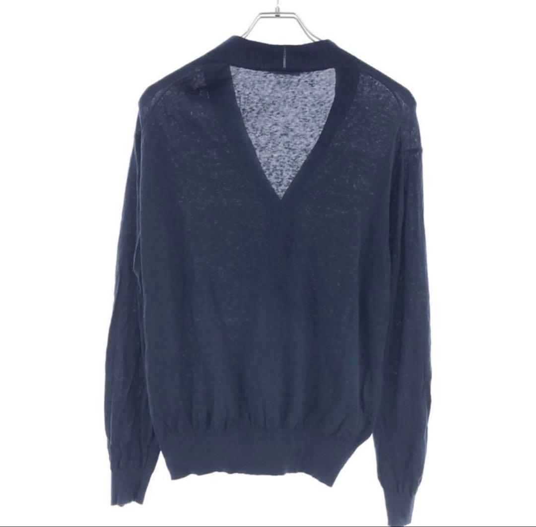 23SS 短丈 ATON コットン カーディガン cardigan ネイビー