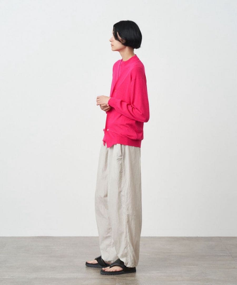 23SS 短丈 ATON コットン カーディガン cardigan ネイビー