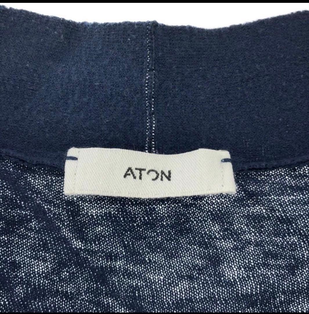 23SS 短丈 ATON コットン カーディガン cardigan ネイビー