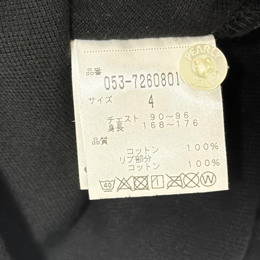 パーリーゲイツ 半袖ポロシャツ 黒ゴルフ日本製 コットン 襟裏ストライプ刺繍ロゴ