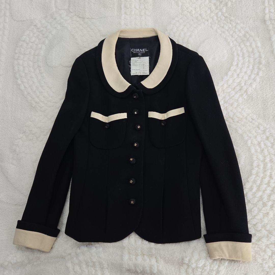CHANEL テーラードジャケット 38サイズ 黒/ベージュ