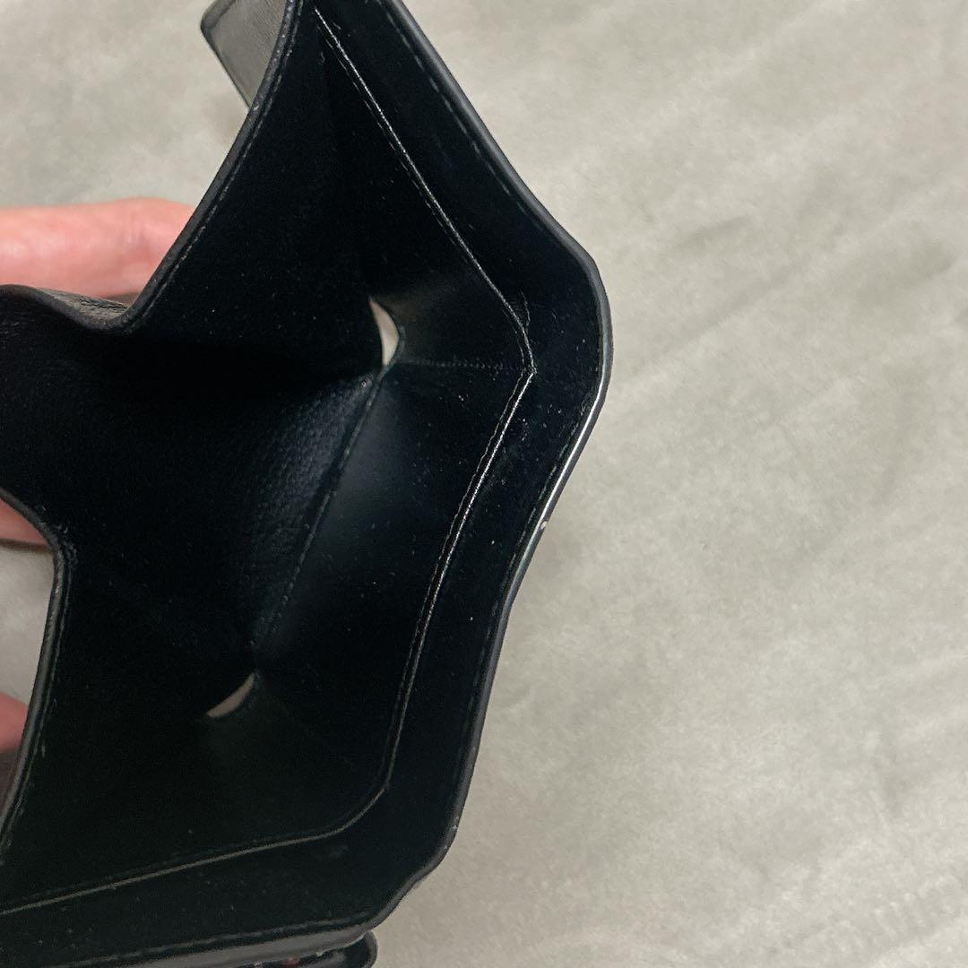 美品　Miu Miu 花柄 三つ折り財布　ミニ　ウォレット　コンパクト　ブラック