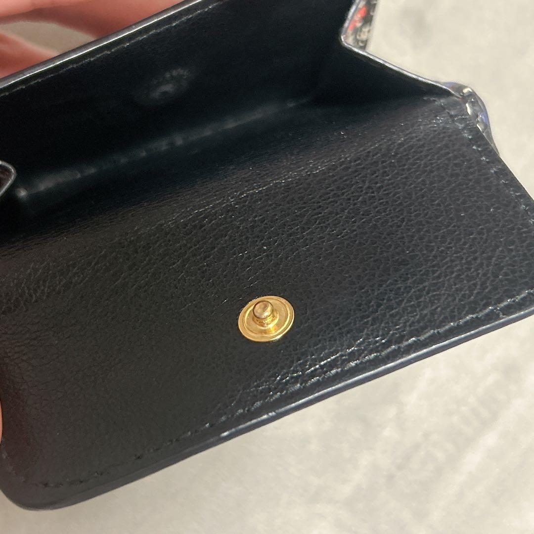 美品　Miu Miu 花柄 三つ折り財布　ミニ　ウォレット　コンパクト　ブラック