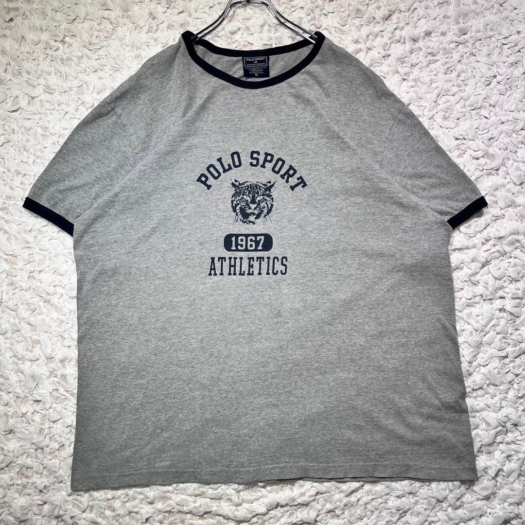 『90s』 POLO SPORT リンガー　Tシャツ タイガー グレー　【XL】