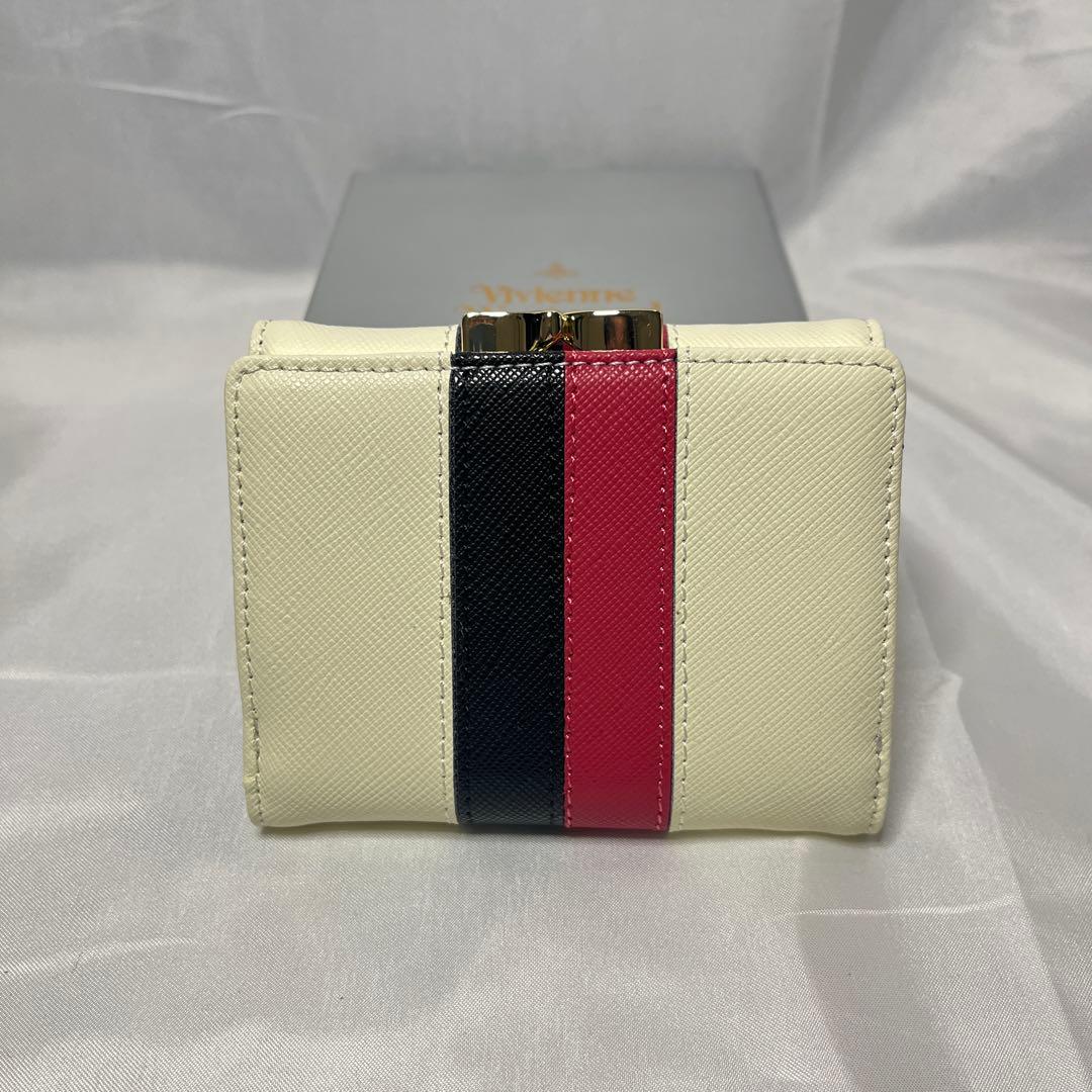 新品 Vivienne Westwood ホワイト赤黒ライン 三つ折り財布