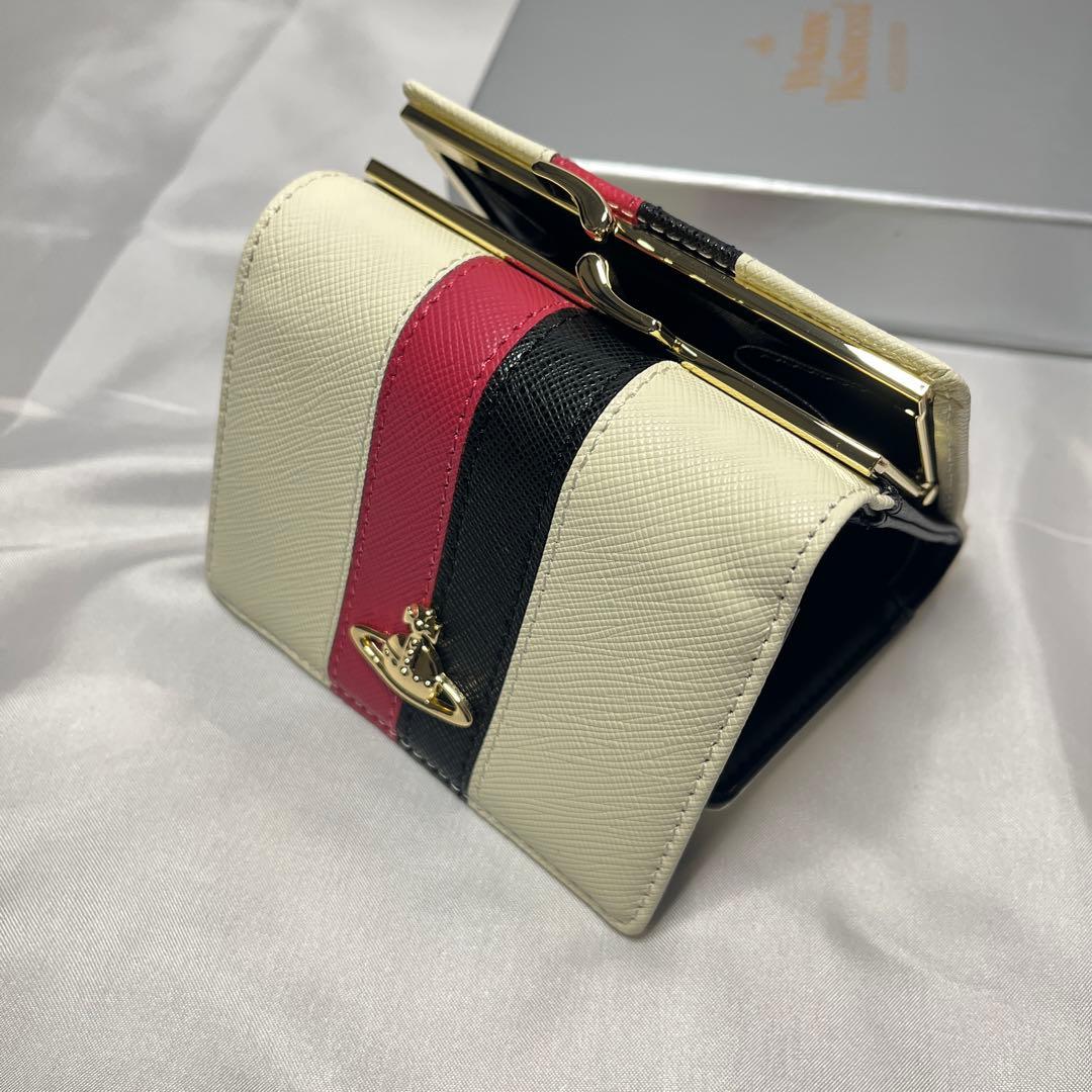 新品 Vivienne Westwood ホワイト赤黒ライン 三つ折り財布