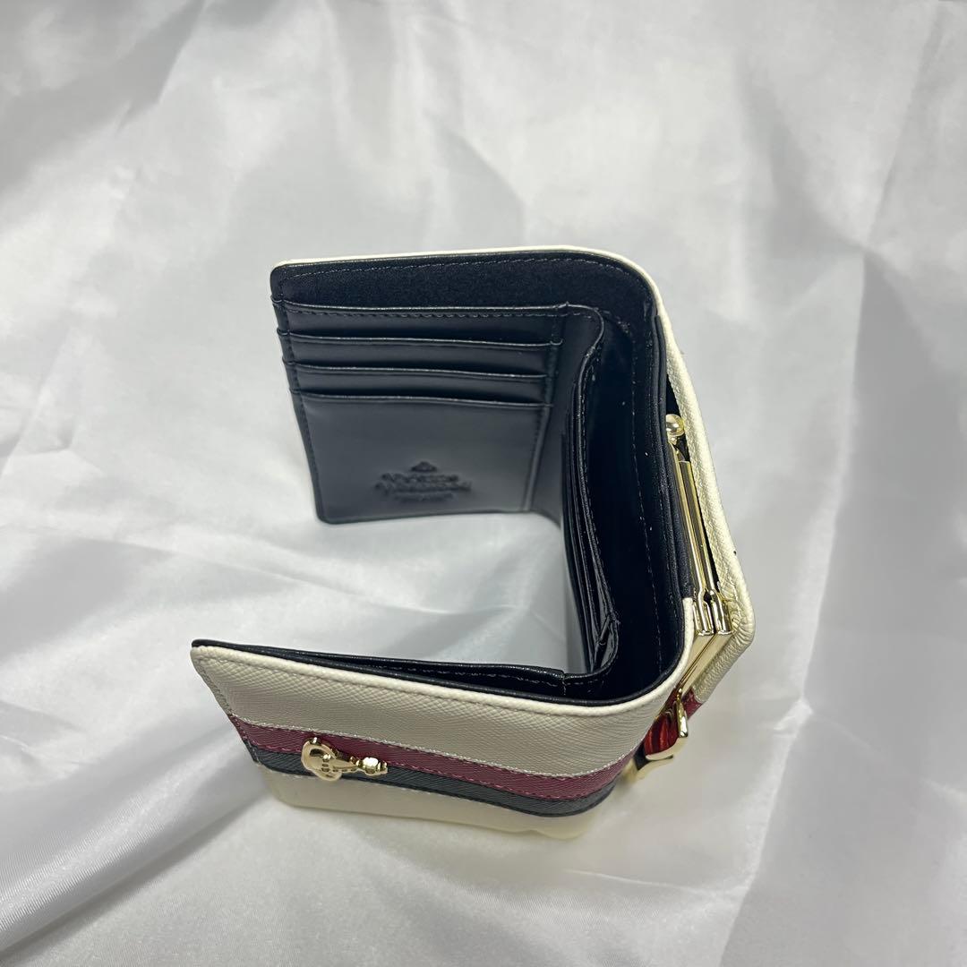 新品 Vivienne Westwood ホワイト赤黒ライン 三つ折り財布