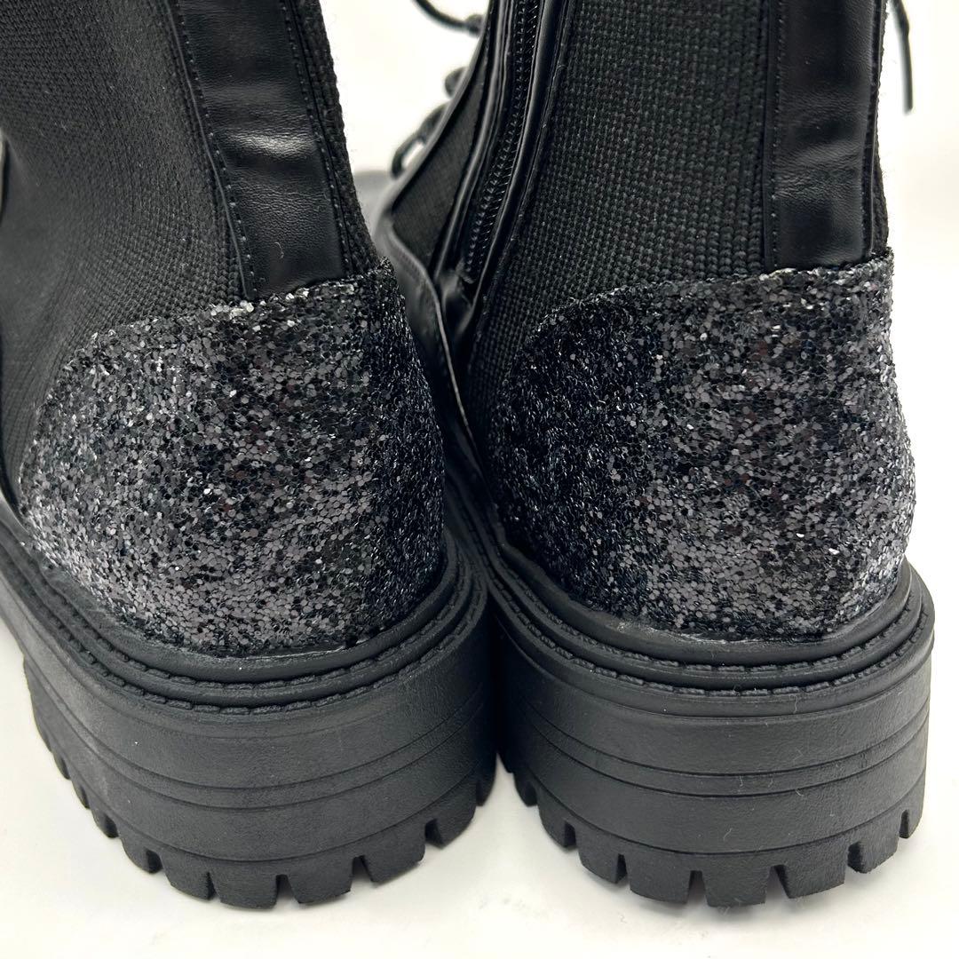 未使用✨ EVOL 【23-23.5㎝】 レースアップニットショートブーツ
