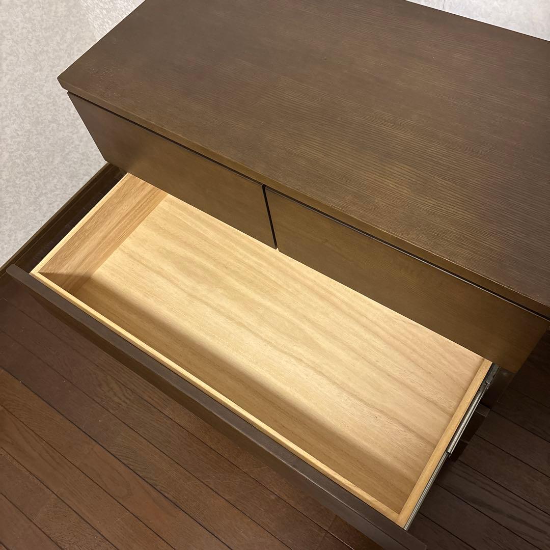 【美品】無印良品 木製 4段 チェスト ワイド 脚付き ブラウン