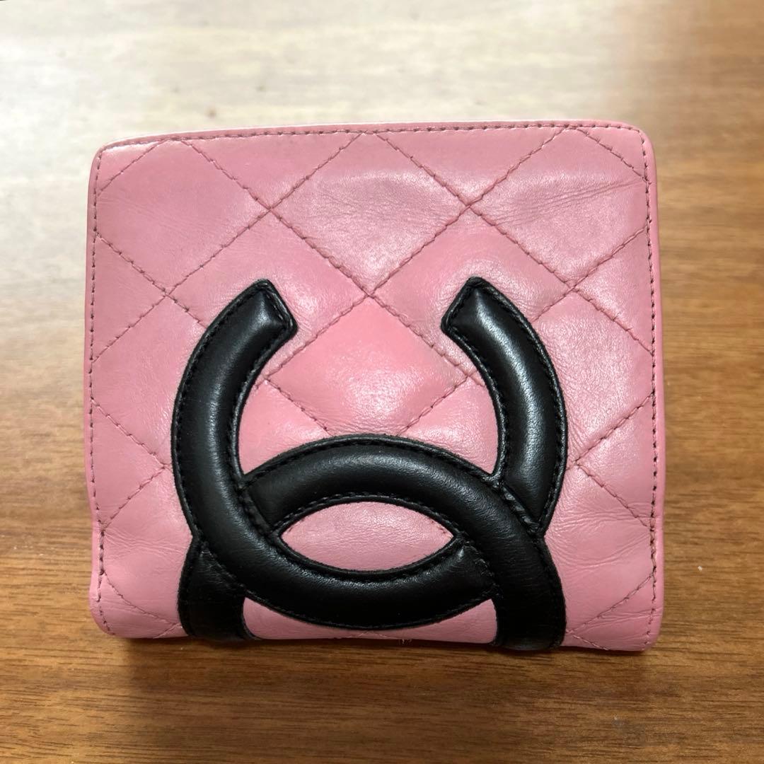シャネル　カンボンライン 二つ折り財布 がま口 マトラッセ ココマーク　ピンク